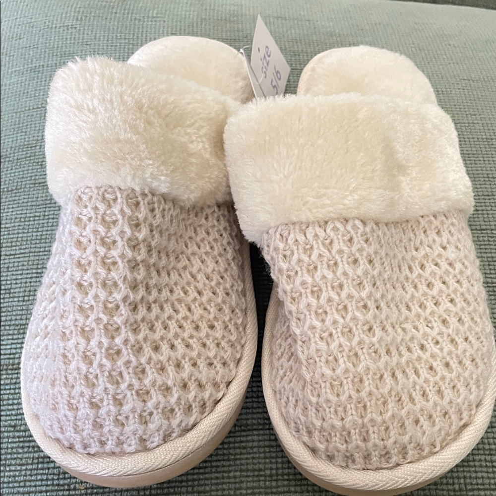 Just Be Cream Plush Slippers